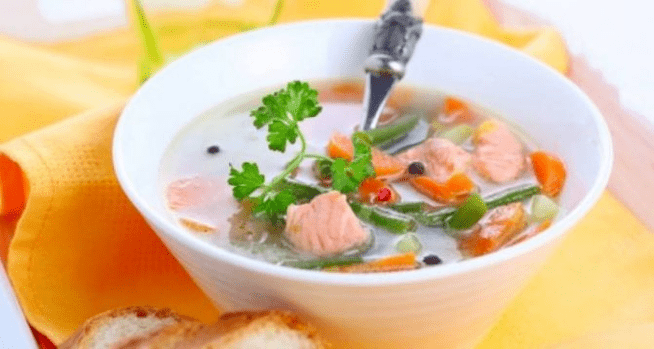 soupe de poisson avec régime protéiné